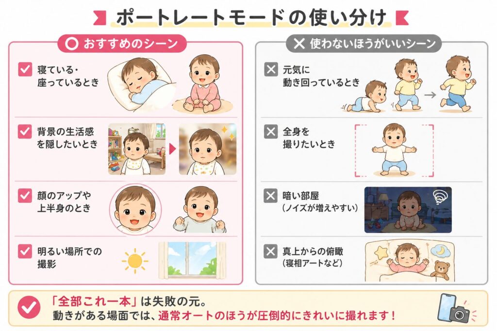 ポートレートモードの使い分け