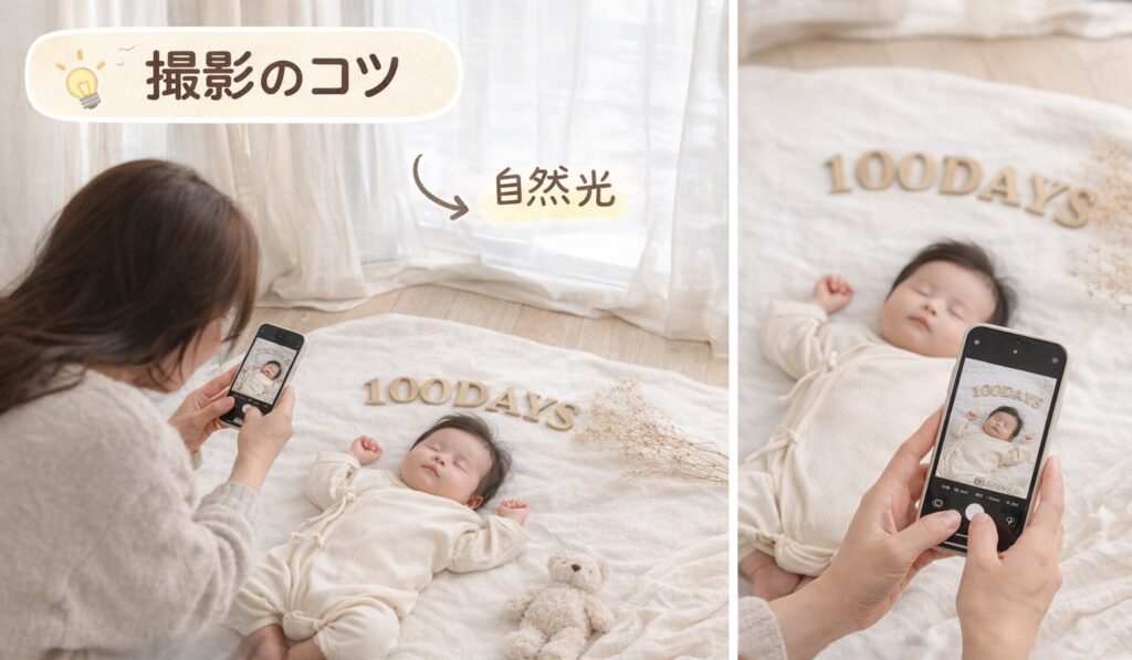 100日祝い セルフフォト おうち